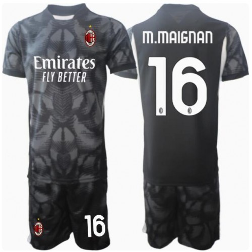 Otroški Nogometni dresi AC Milan Mike Maignan #16 Vratar Domači 2024-25 Kratek Rokav (+ Kratke hlače)